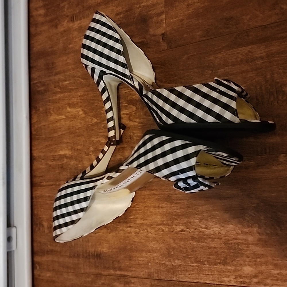 Walter Steiger black/ white peep toe pumps 7.5 - Picture 4 of 14